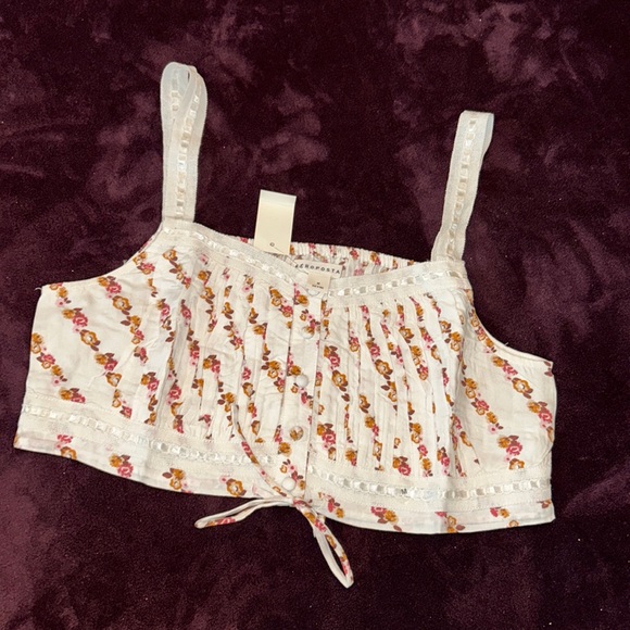 Aeropostale lace & ribbon trim cami / corset / crop top CUTE AF - Picture 2 of 8